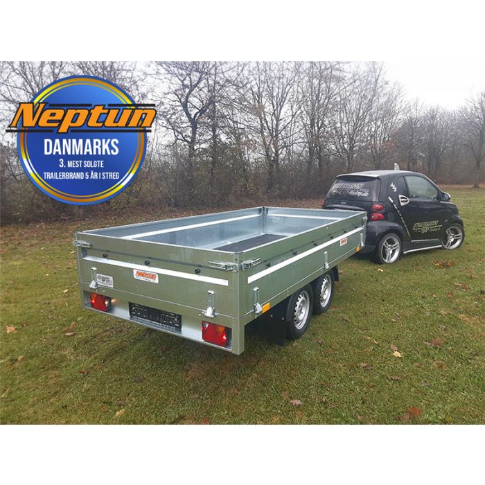Neptun Nordica gn275 den semiprofessionelle trailer med ekstra stort ladmål med totalvægt på 2000 kg og en lasteevne på 1576 kg